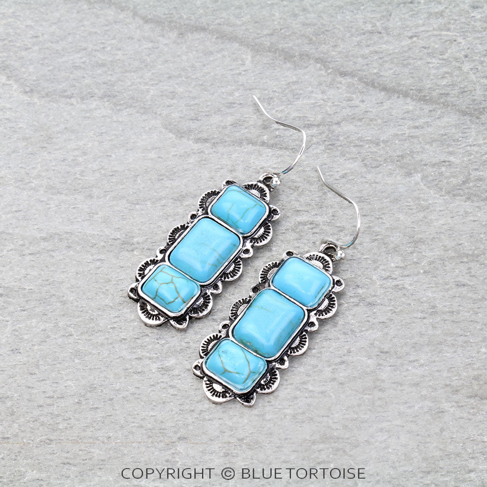 Western Hand Stone Bar Stud Earrings