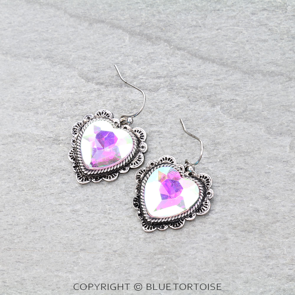 Western Heart Stone Dangle Earrings