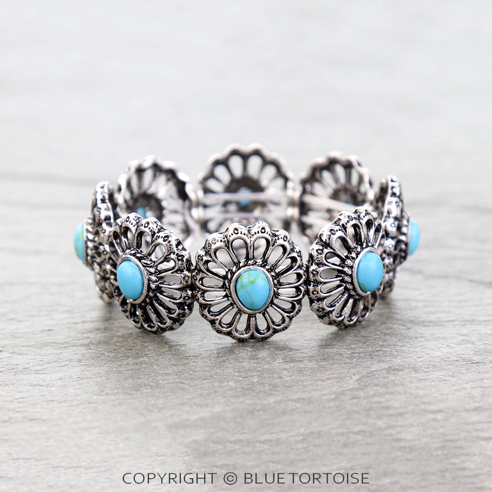 Western Concho Stone Stretch Bracelet