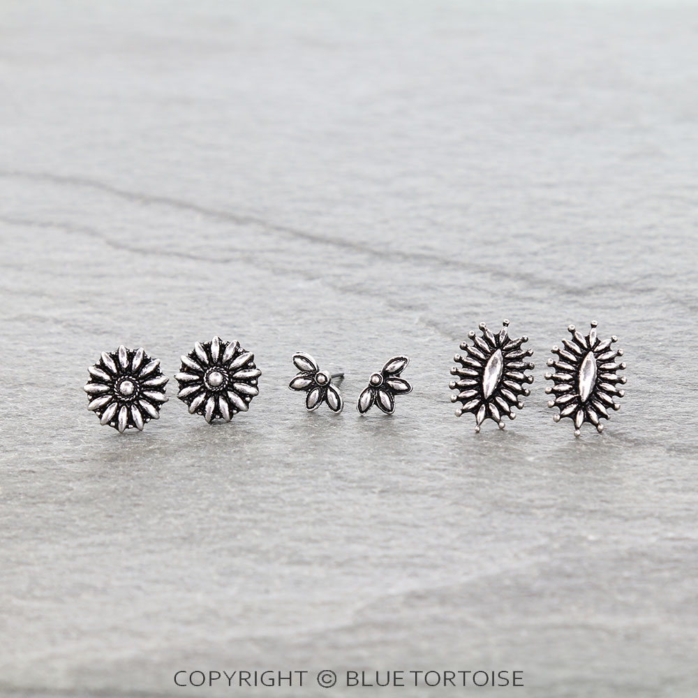 3 Pair Western Ball TXR Earring Set