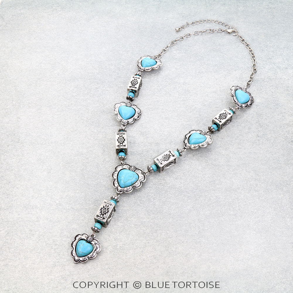Western Heart Cylinder Bead Necklace