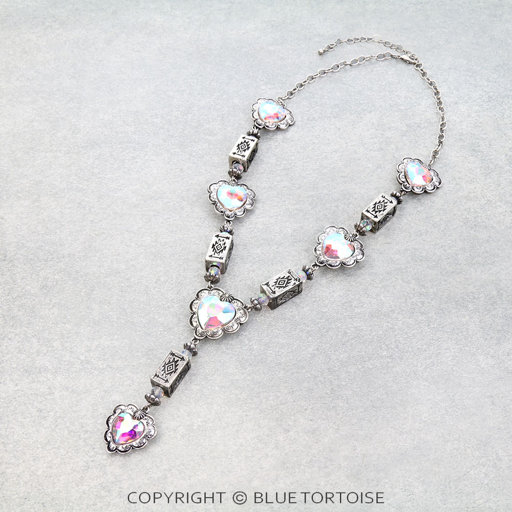 Western Heart Cylinder Bead Necklace