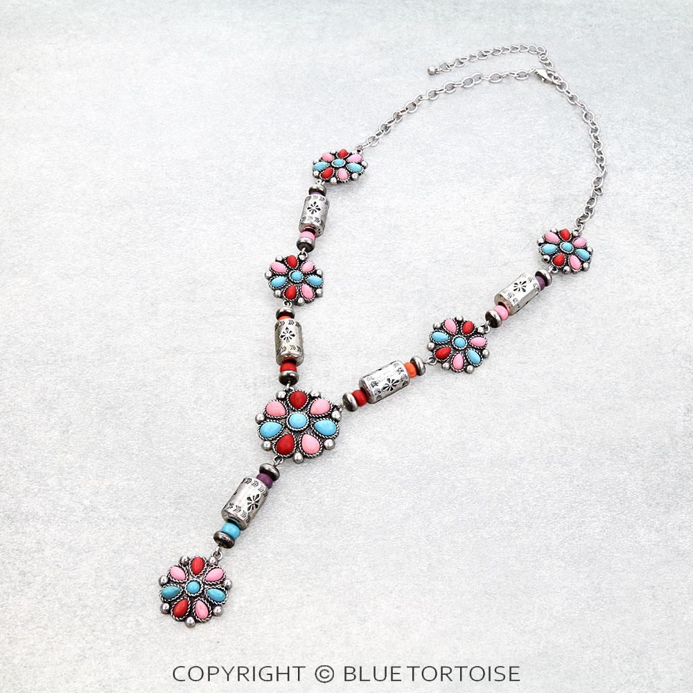 Western Concho Cylinder Bead Necklace