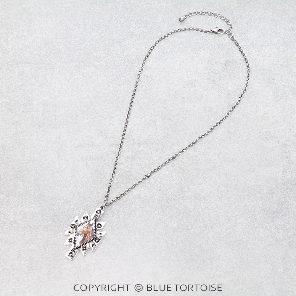 Western Horse Print Aztec Necklace