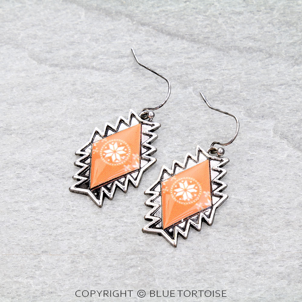 Western Aztec Print Dangle Earrings