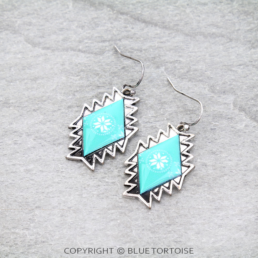 Western Aztec Print Dangle Earrings
