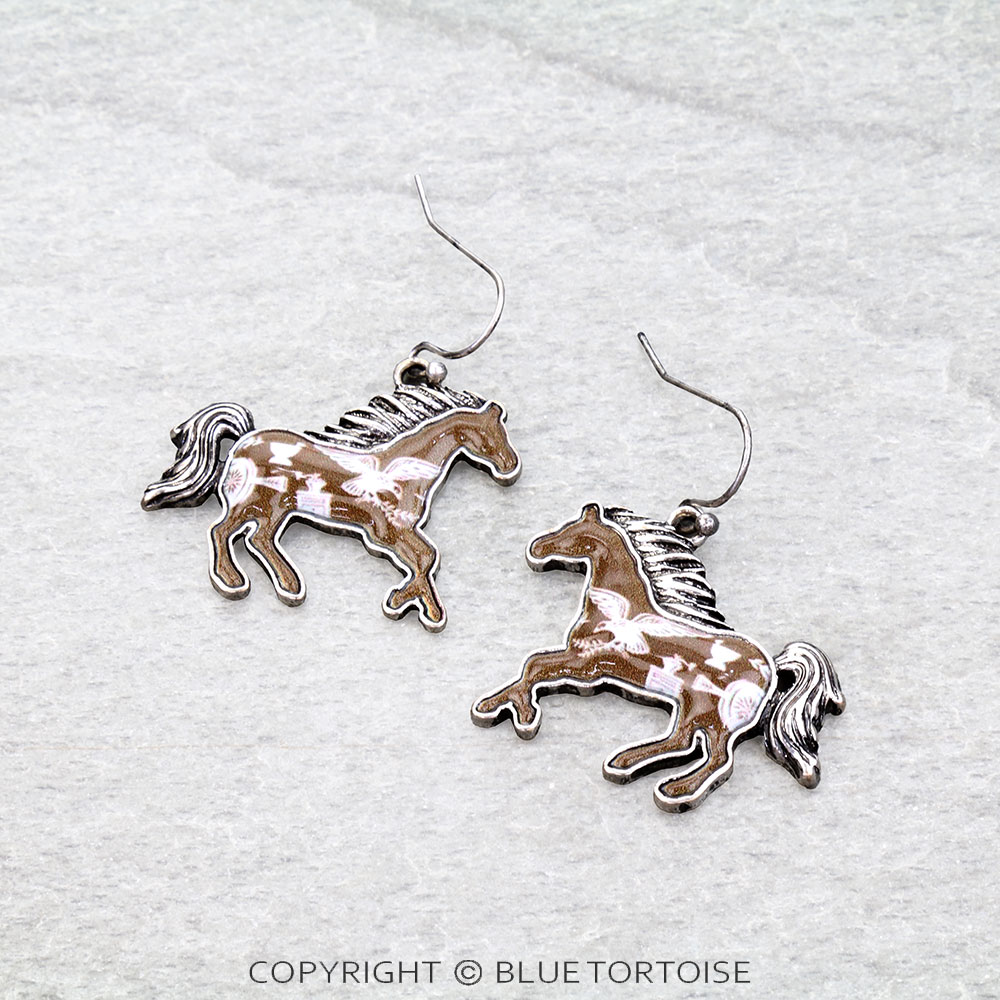Western Horse Print Dangle Earrings