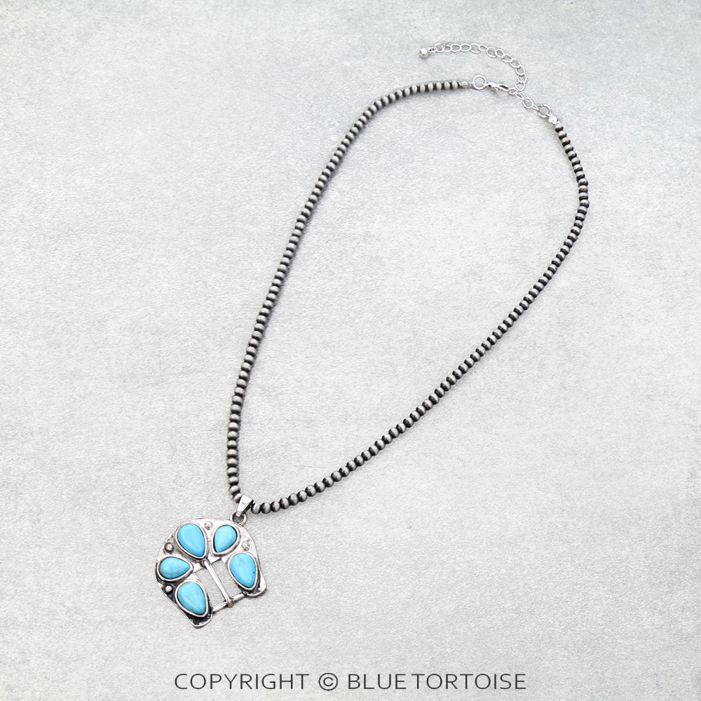 Western Belt Buckle Stone Necklace
