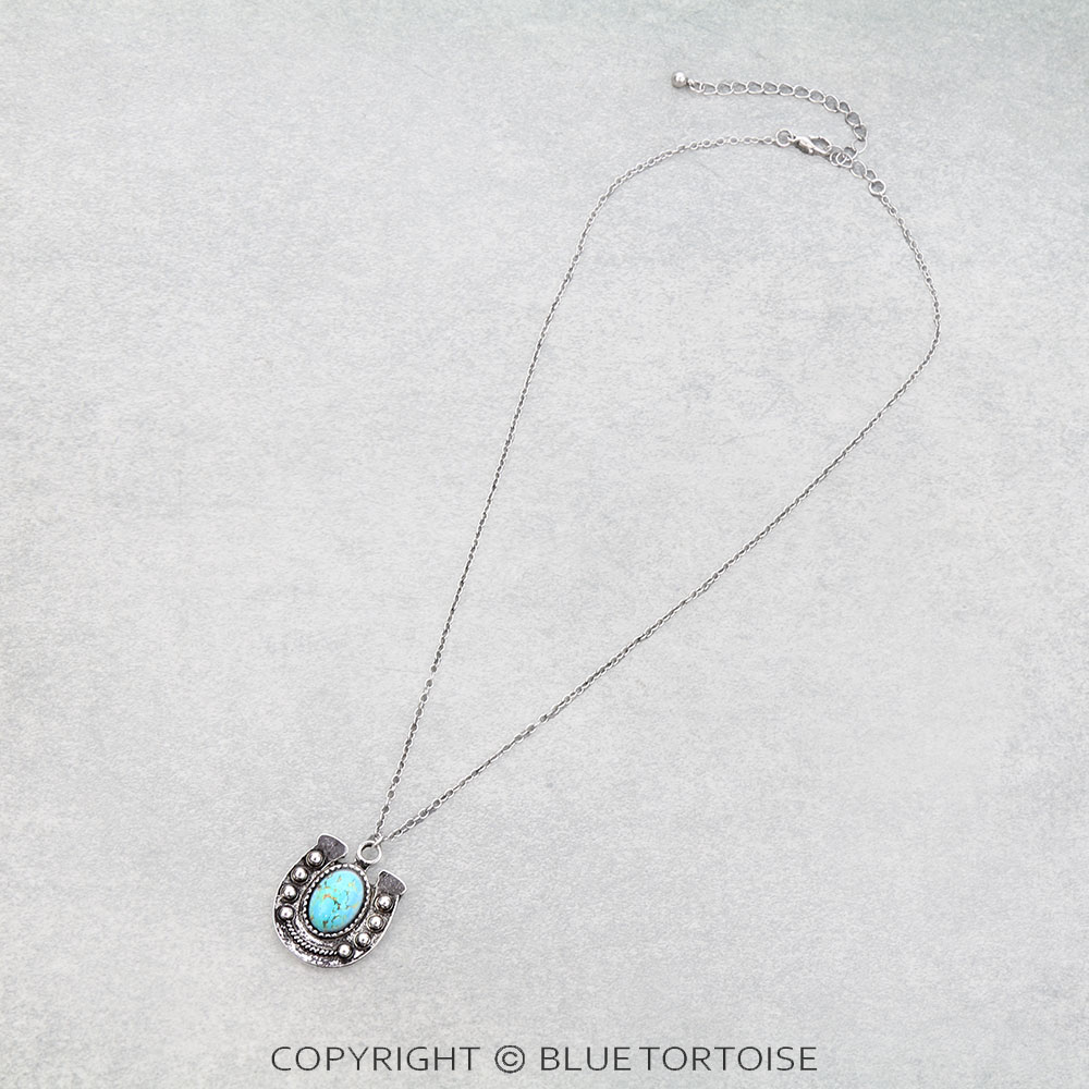 Western Horse Groove Stone Necklace