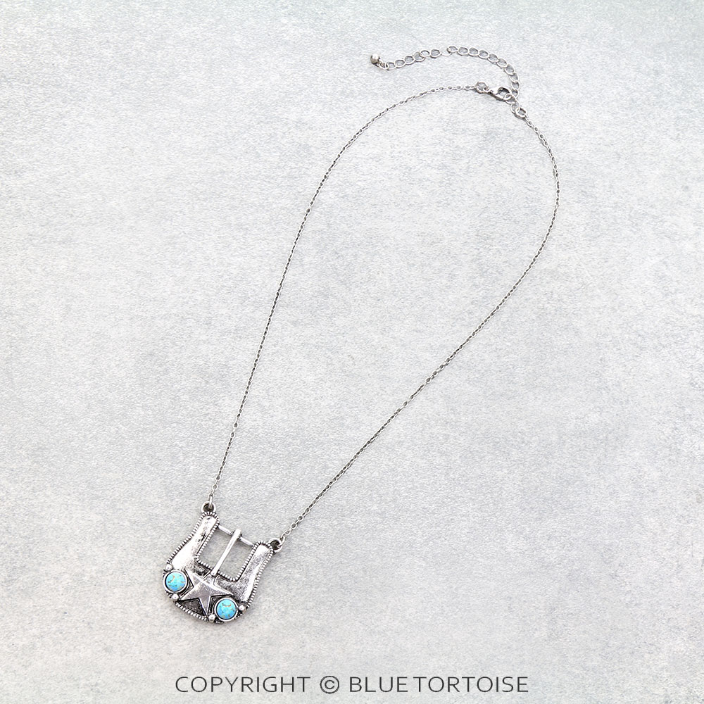 Western Belt Buckle Stone Necklace