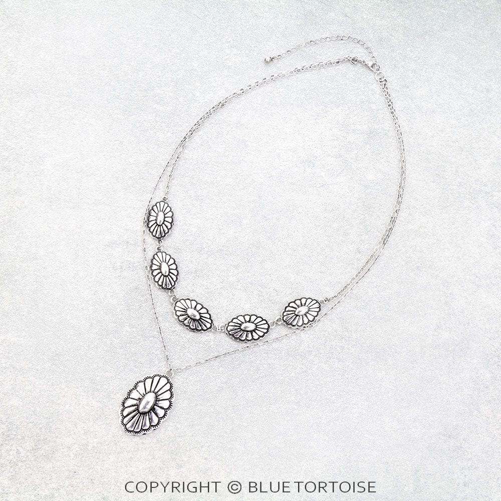 2 Layered Western Concho Necklace