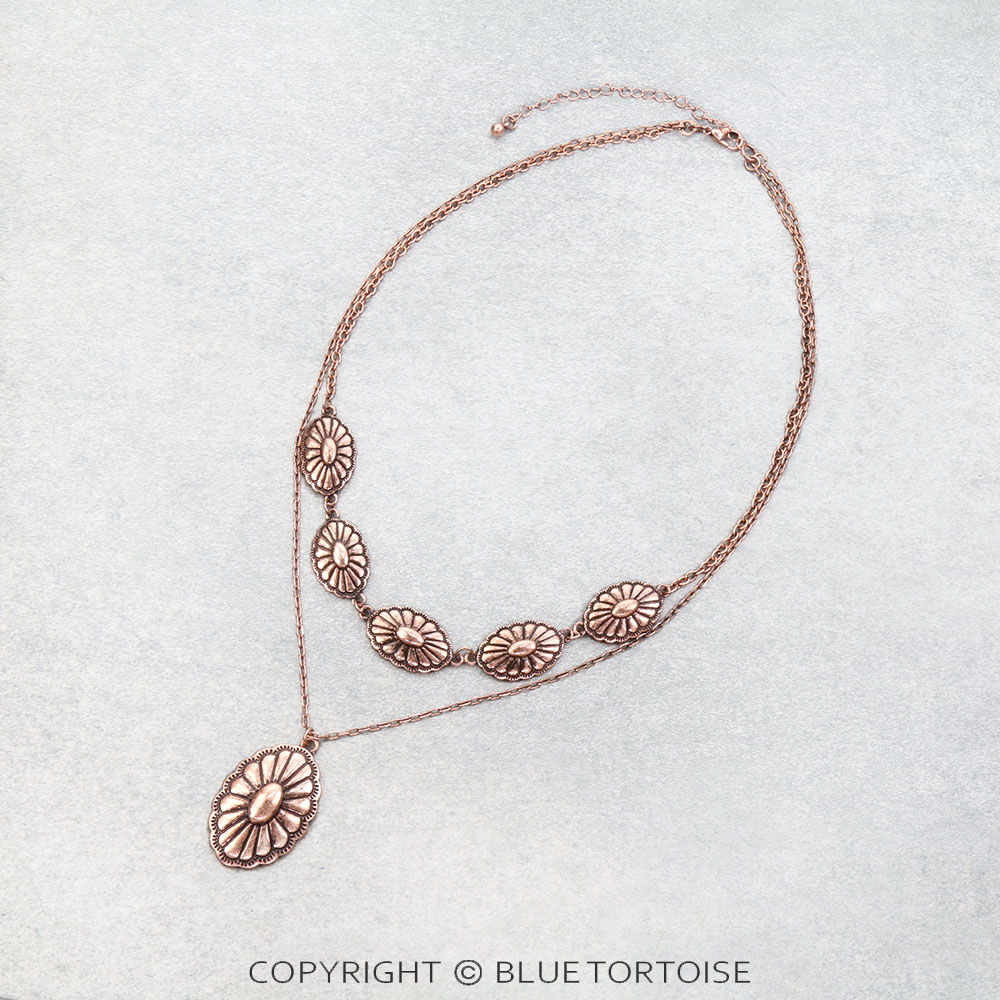 2 Layered Western Concho Necklace