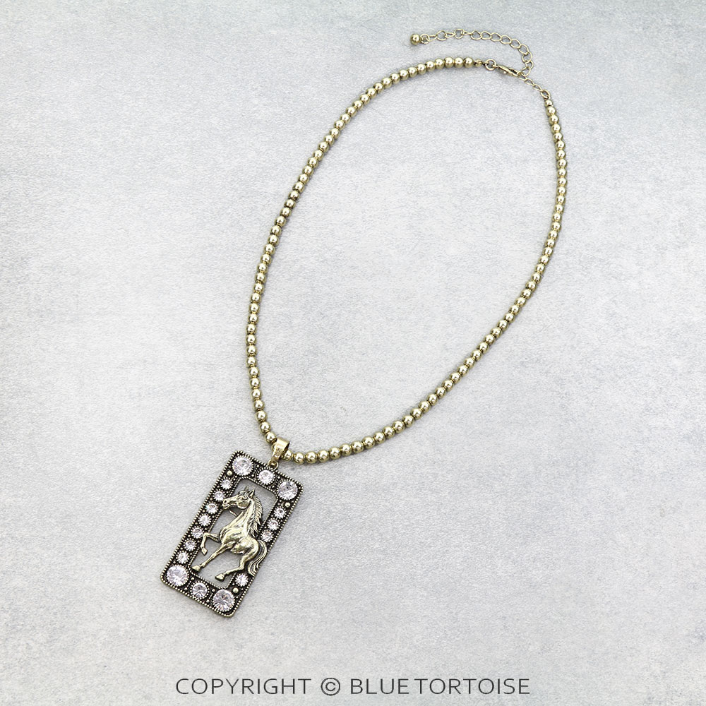 Western Rectangle Horse Necklace