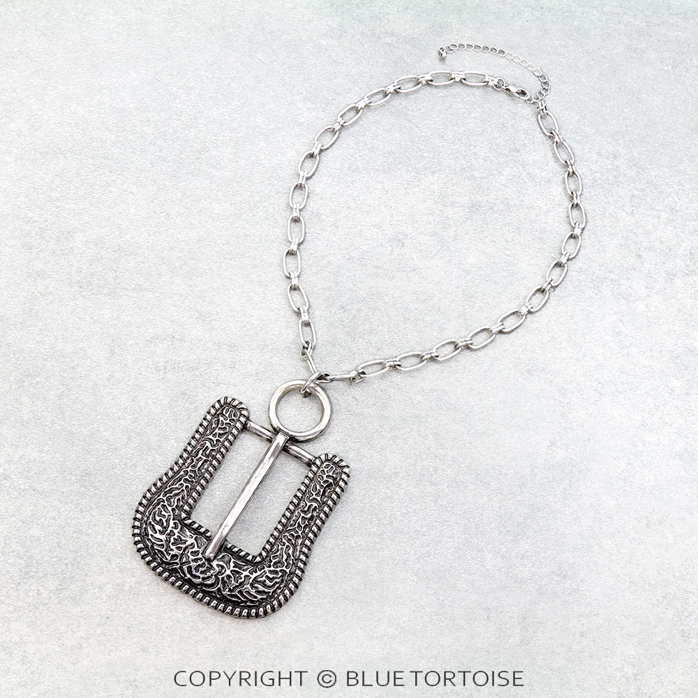 Western Large Belt Buckle Necklace