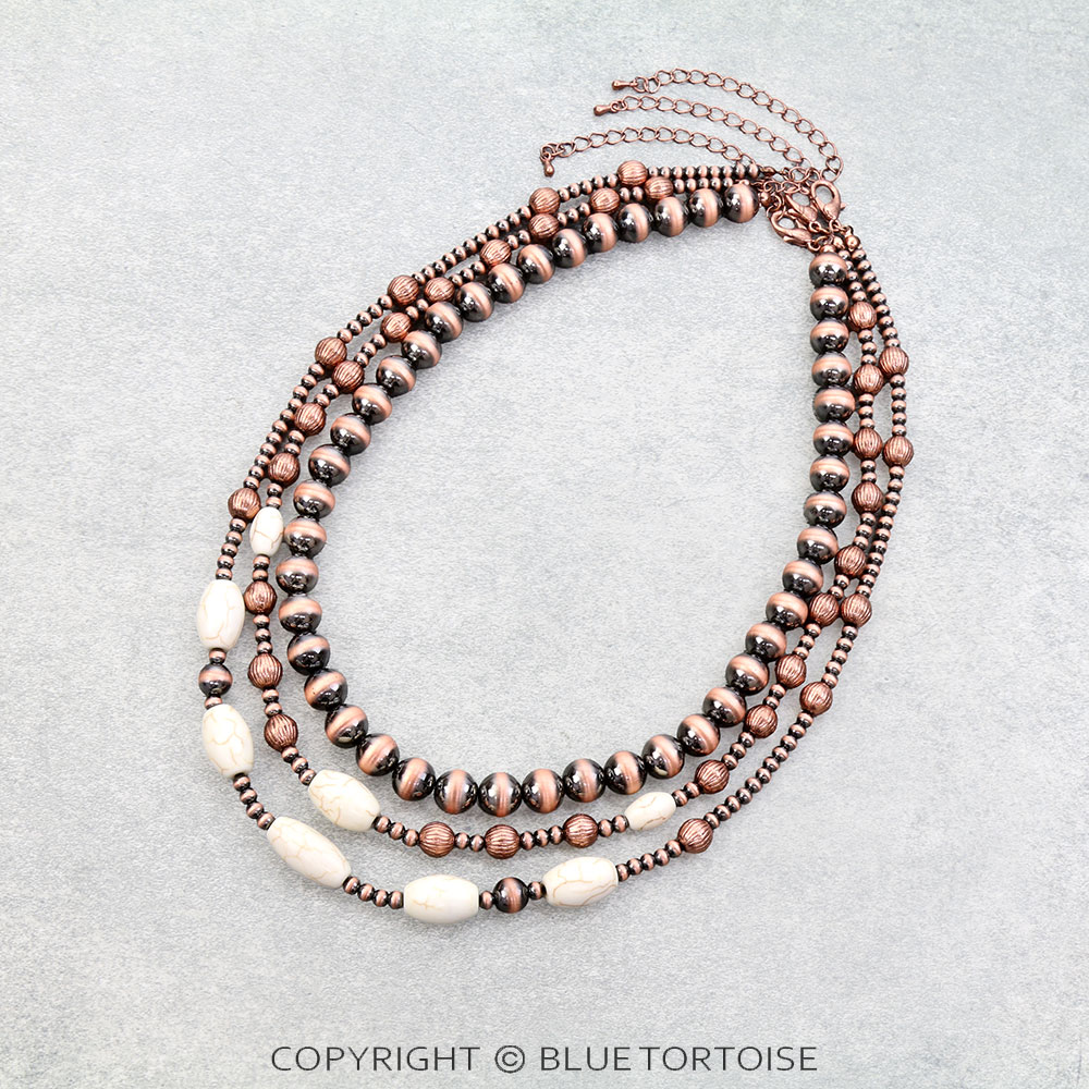 3 Layered Western Navajo Style Pearl Necklace