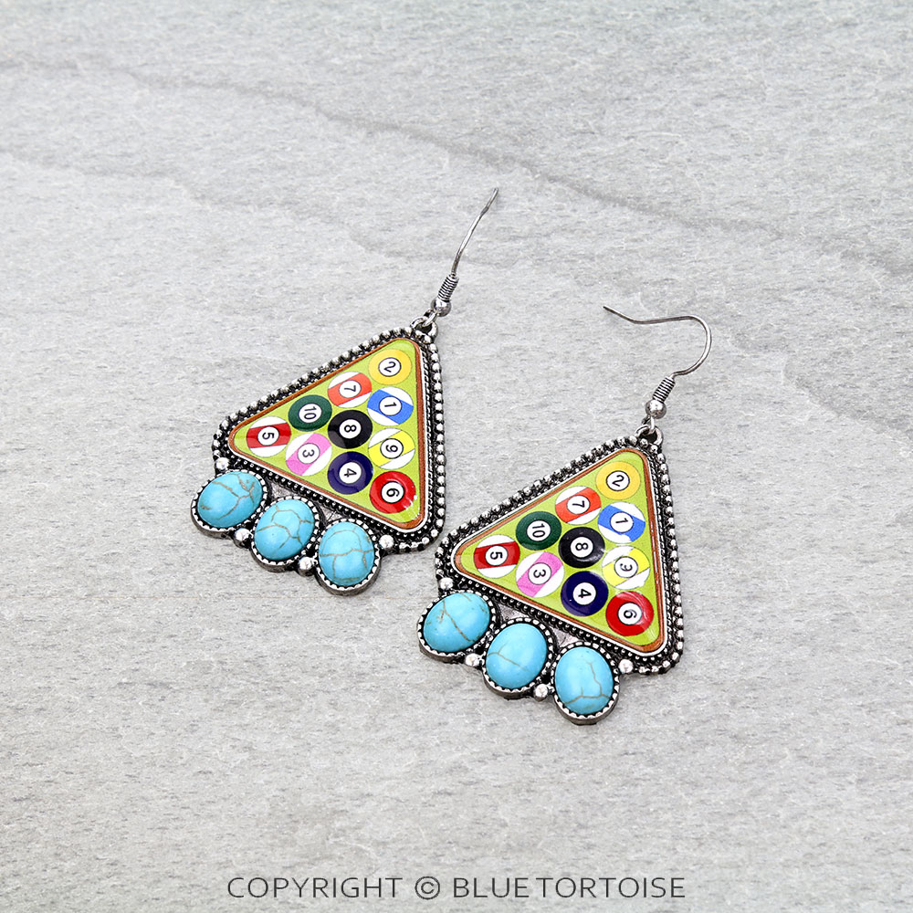 Western Billiards Dangle Earrings