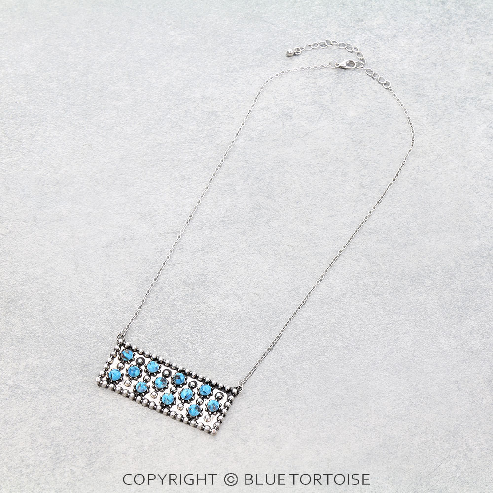 Western Round Stone Bar Necklace