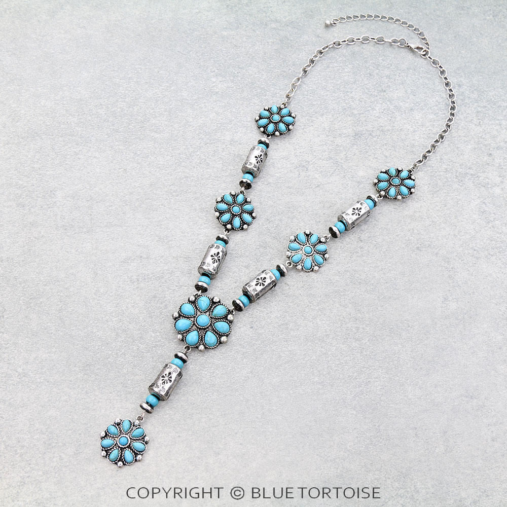 Western Concho Cylinder Bead Necklace
