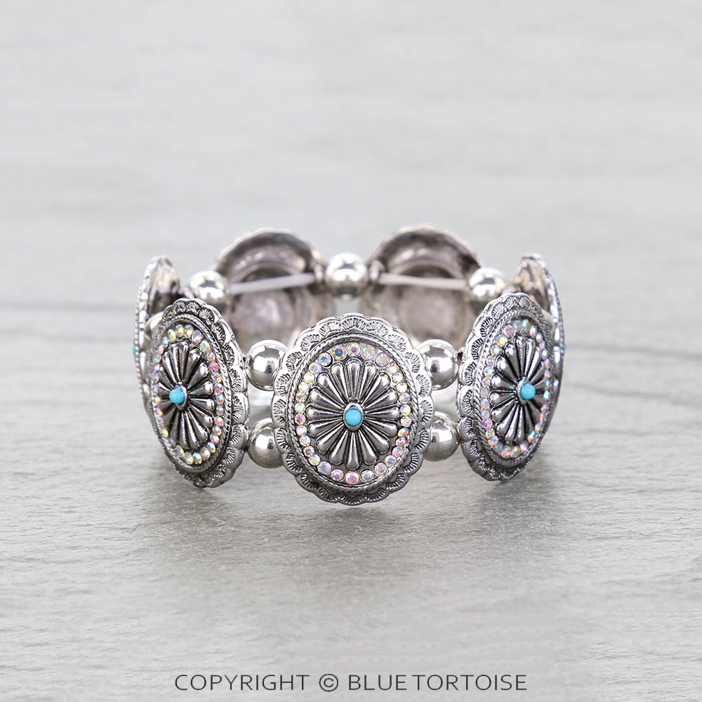Western Concho Stone Stretch Bracelet