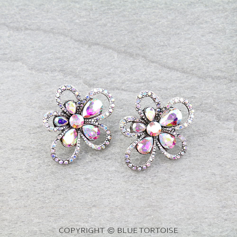 Western Flower Stone Stud Earrings