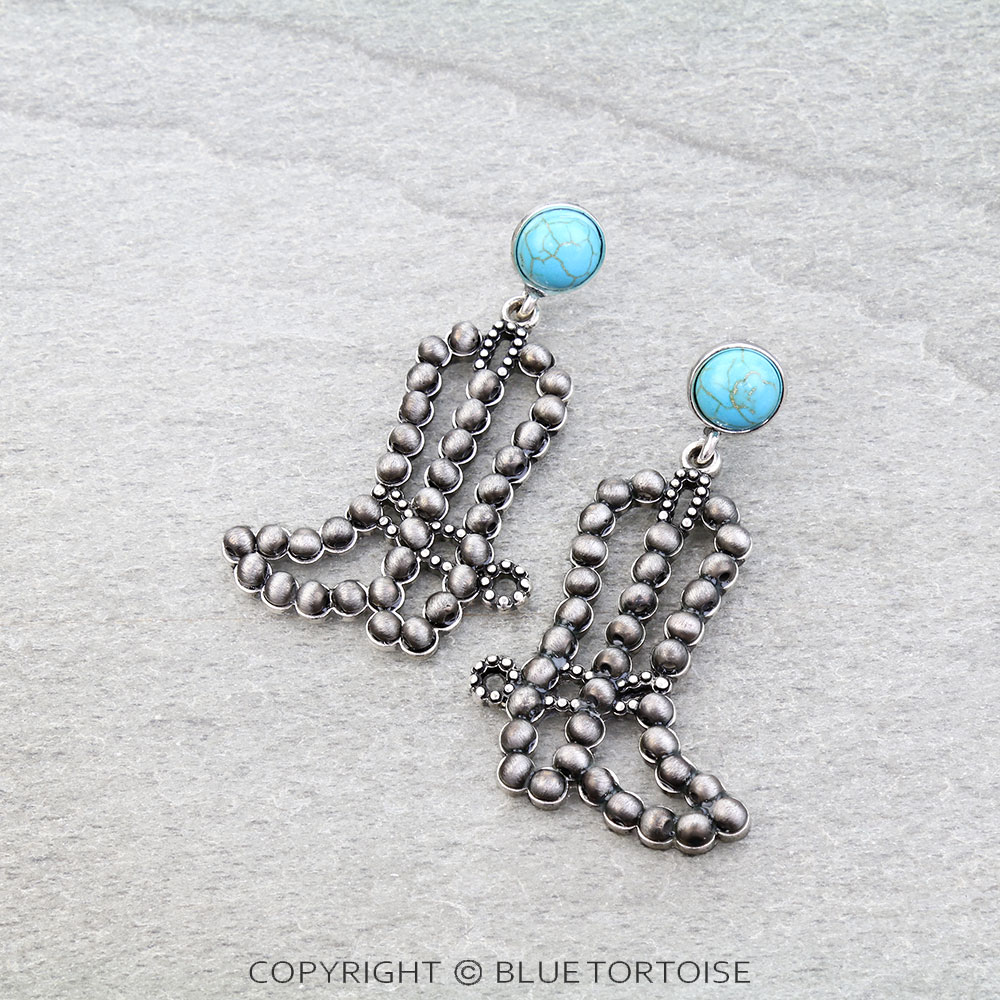 Western Navajo Style Pearl Boots Stud Earrings