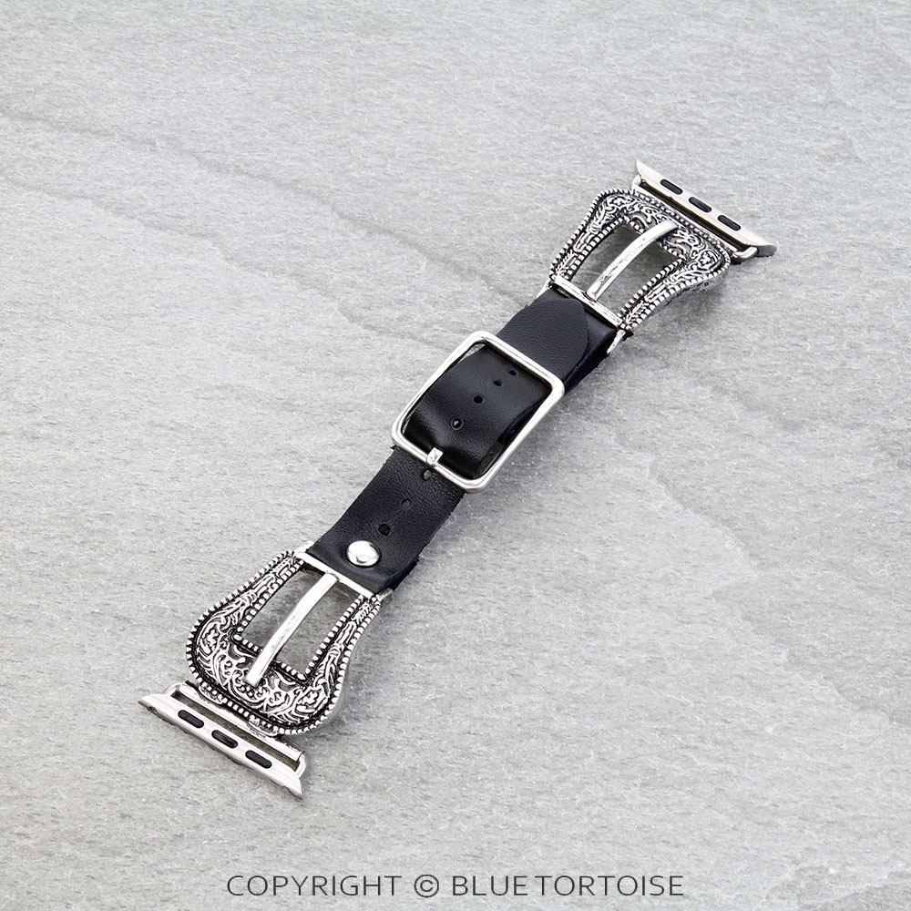 Large Western Belt Buckle Apple Watch Leather Band