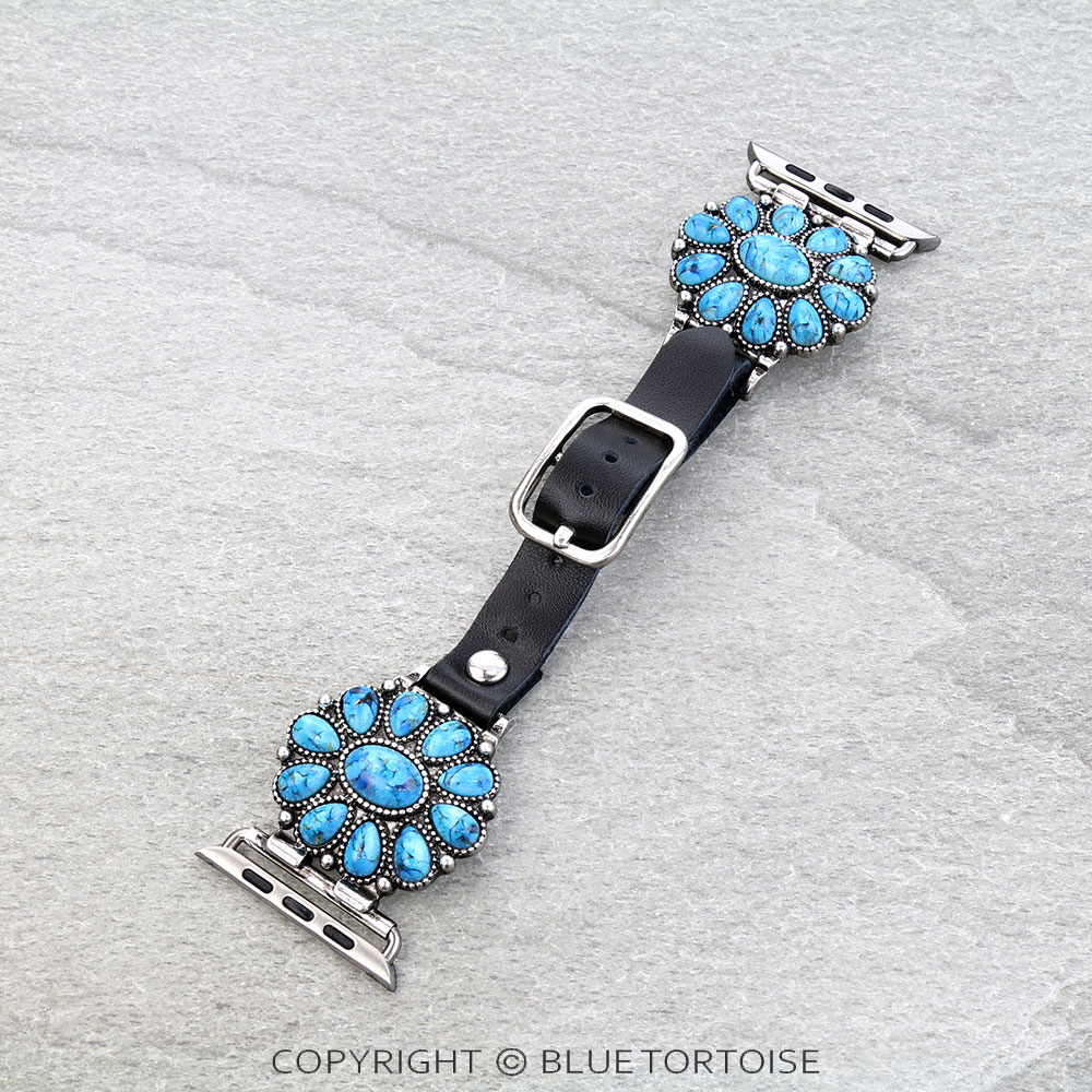 Large Western Cluster Apple Watch Leather Band