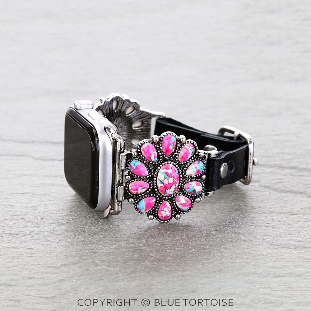 Large Western Cluster Apple Watch Leather Band - Image 2