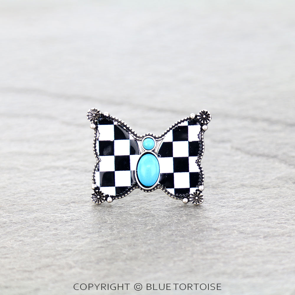 Checker Butterfly Cuff Ring