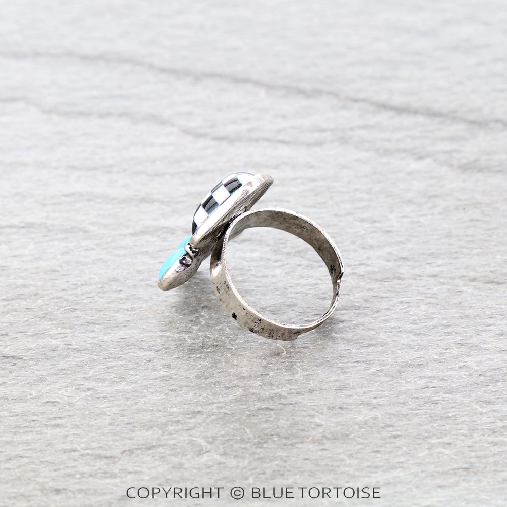 Checker Stone Cuff Ring - Image 2