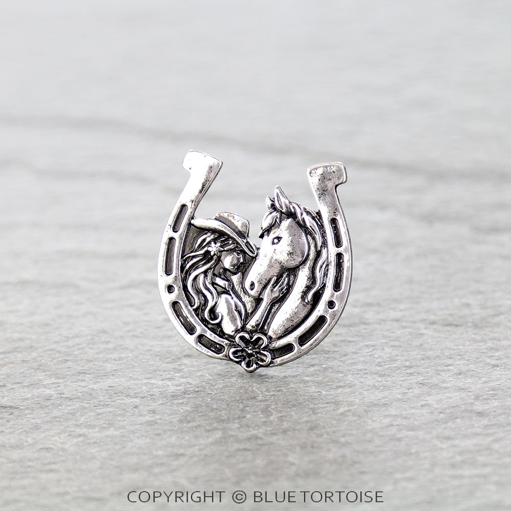 Western Cowgirl Horseshoe Print Cuff Ring