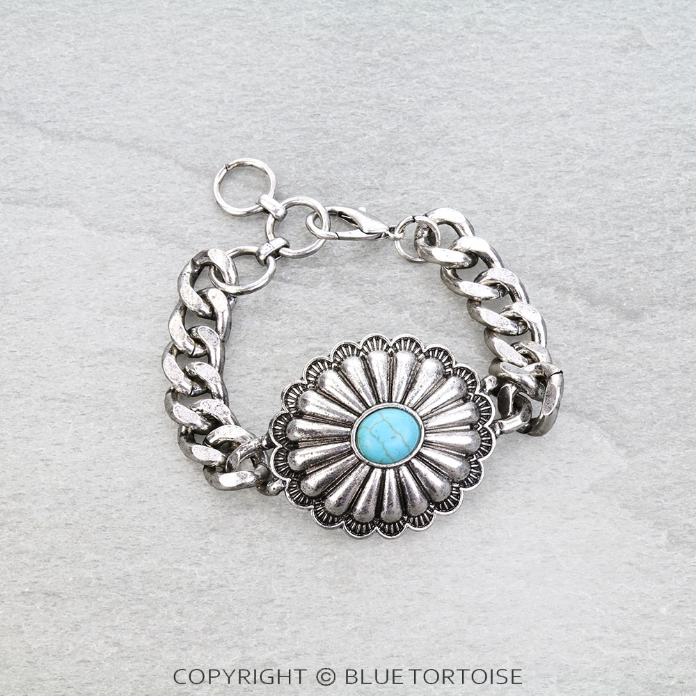 Western Concho Stone Link Bracelet