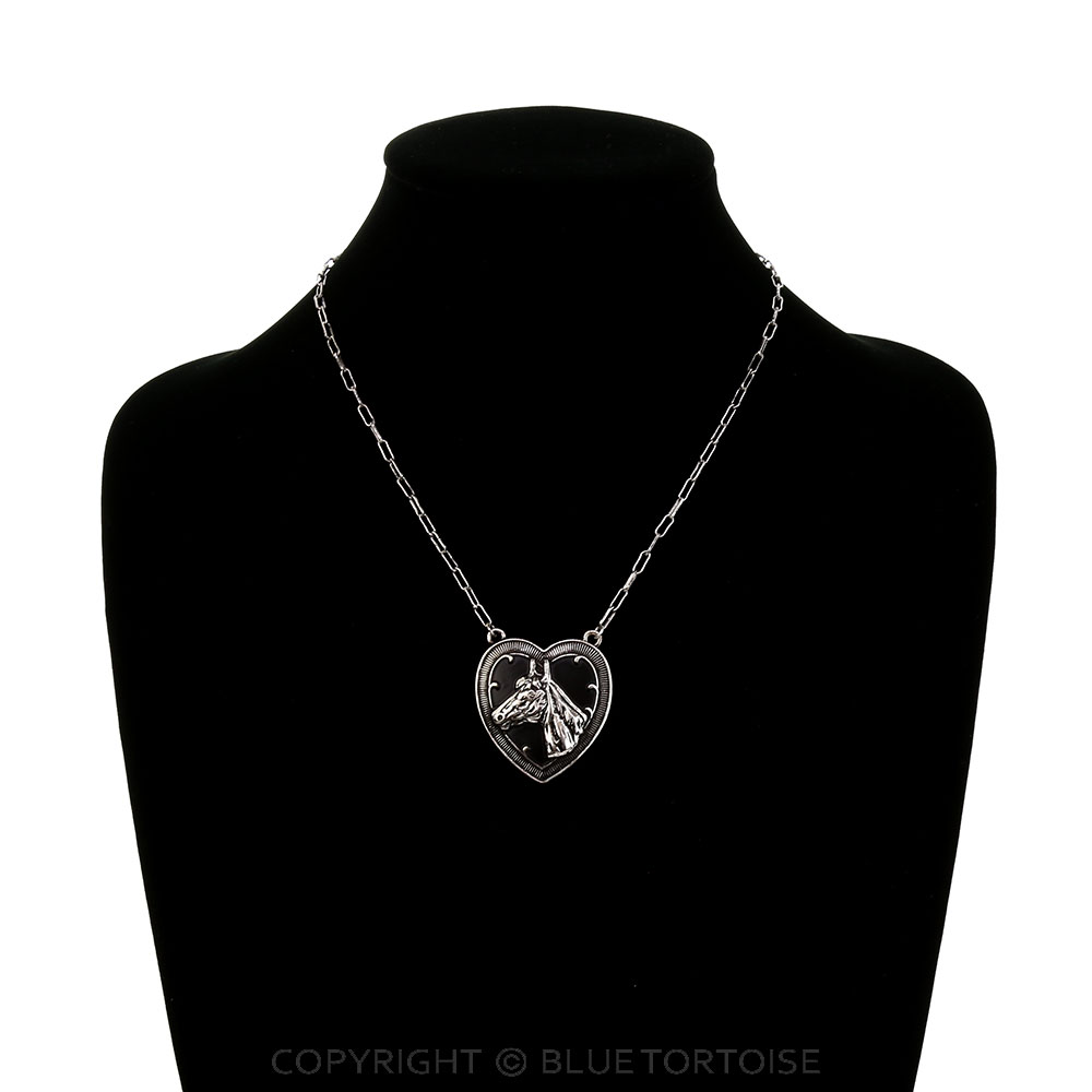 Western Horse Head Heart Necklace - Image 2