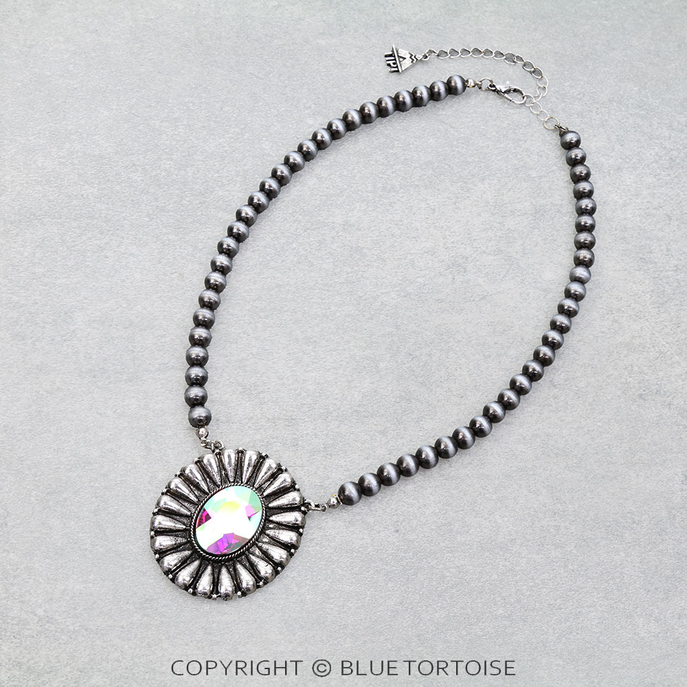 8mm Western Concho Stone Necklace