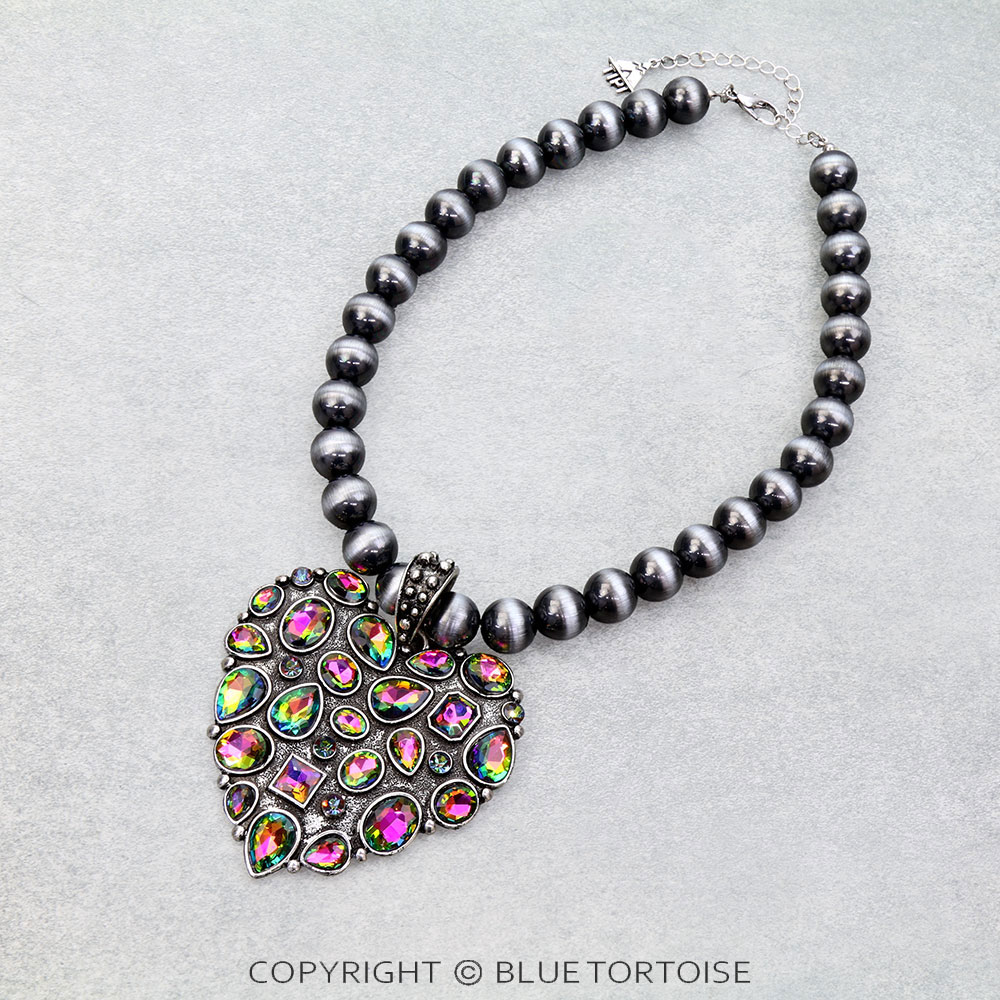 14mm Western Large Heart Pendant Necklace Set