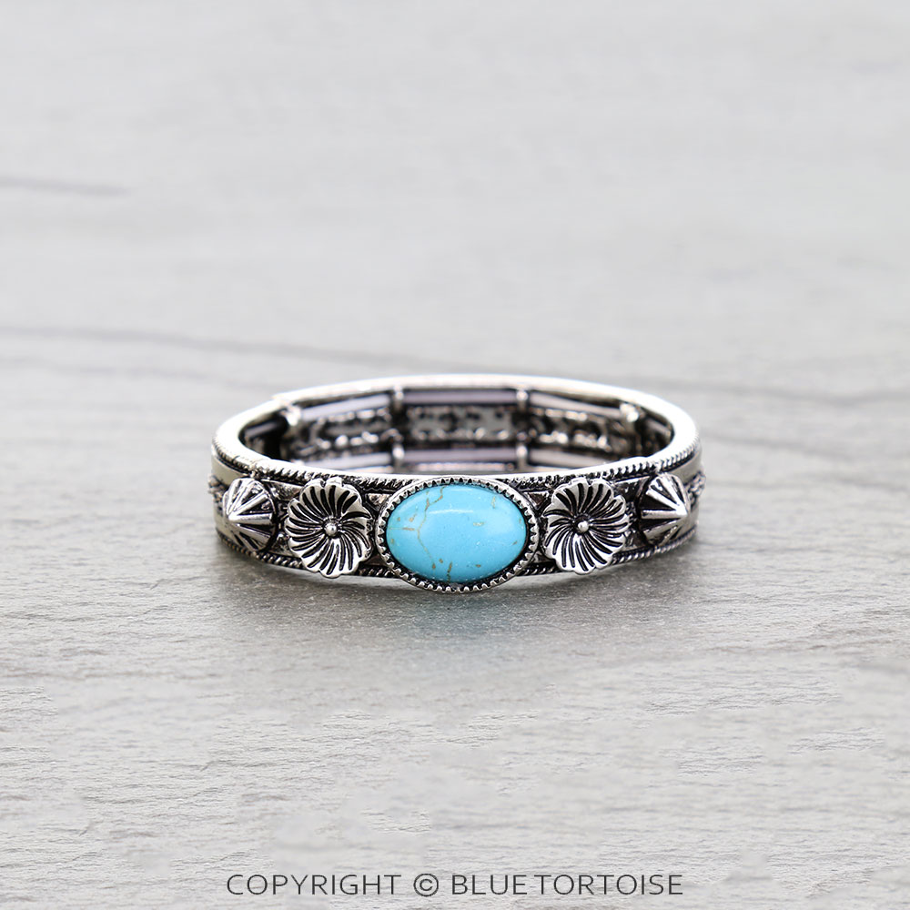 Western Flower Stone Stretch Bracelet