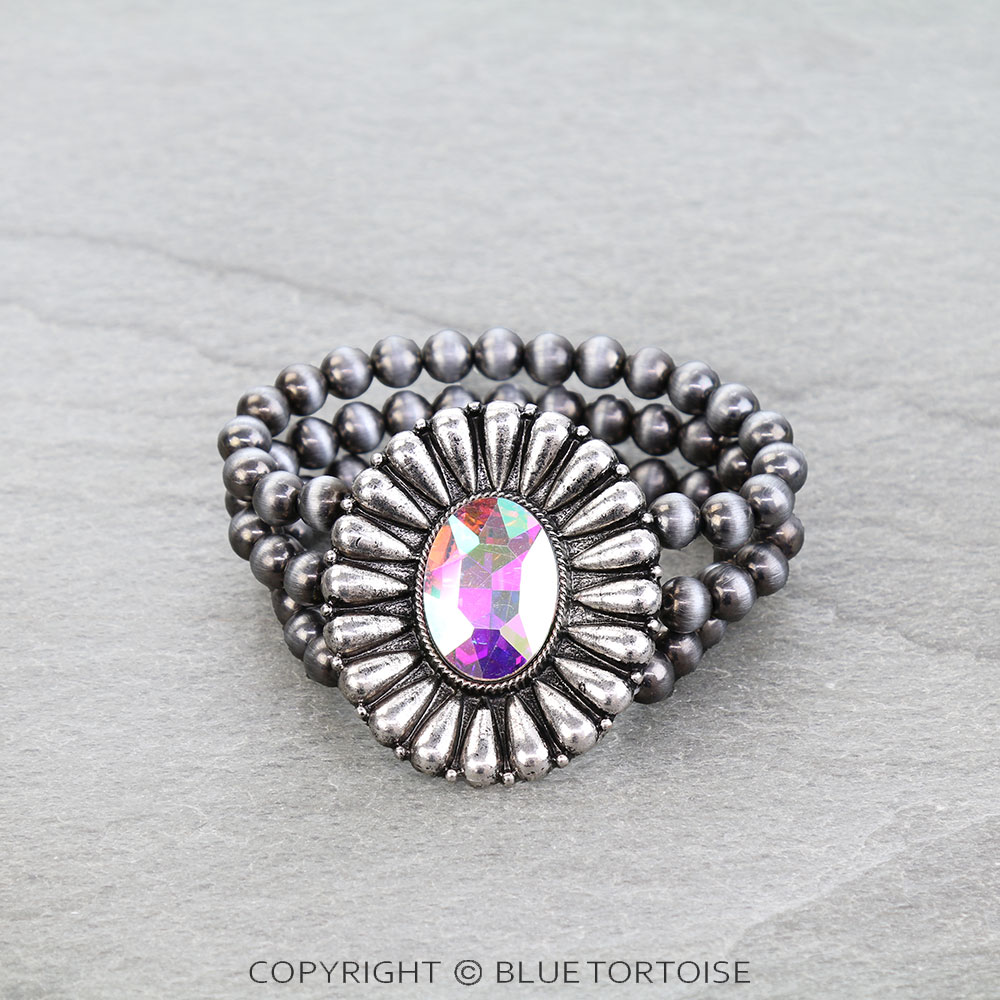8mm Western Concho Stone Stretch Bracelet