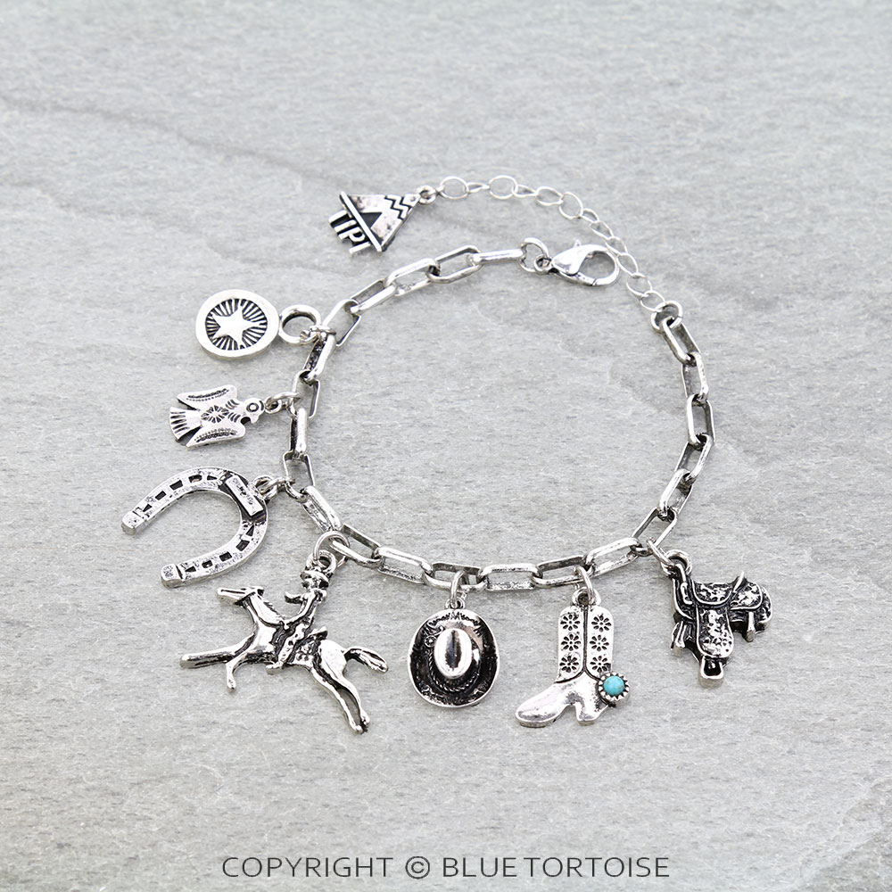 Western Cowboy Charm Link Bracelet