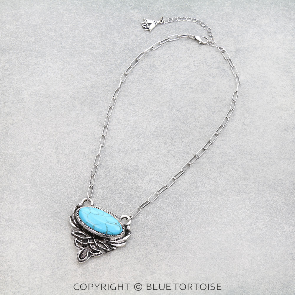 Western Boot Stitch Stone Necklace