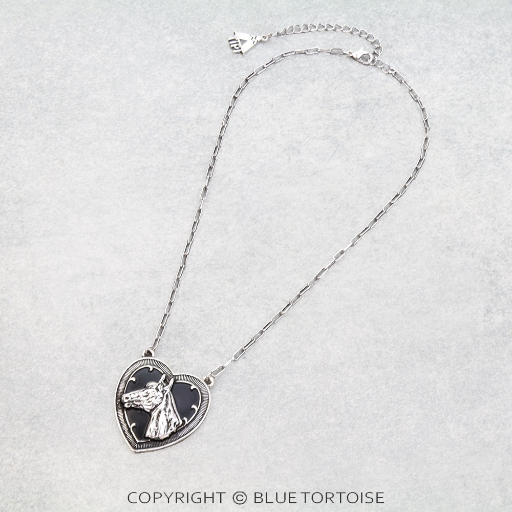Western Horse Head Heart Necklace