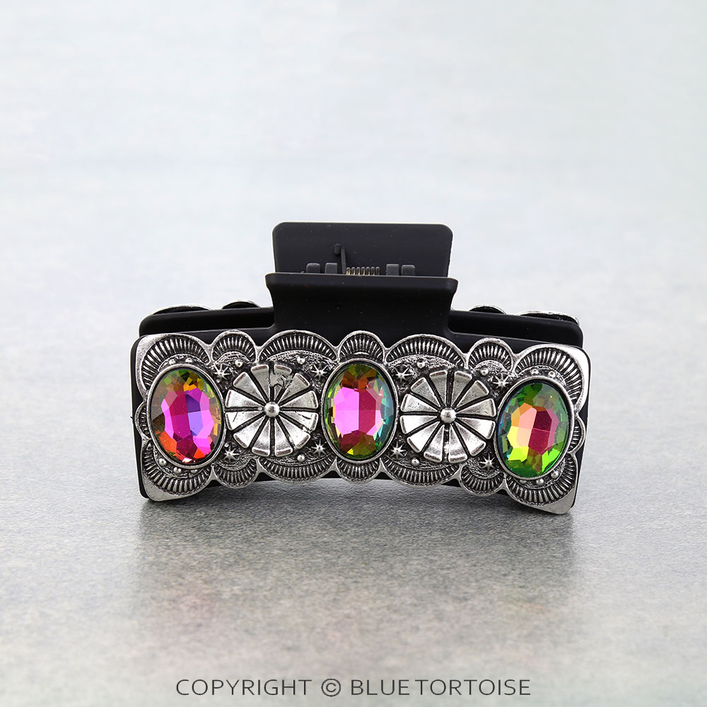 Western Concho Stone Metal Hair Claw Clip - Image 2