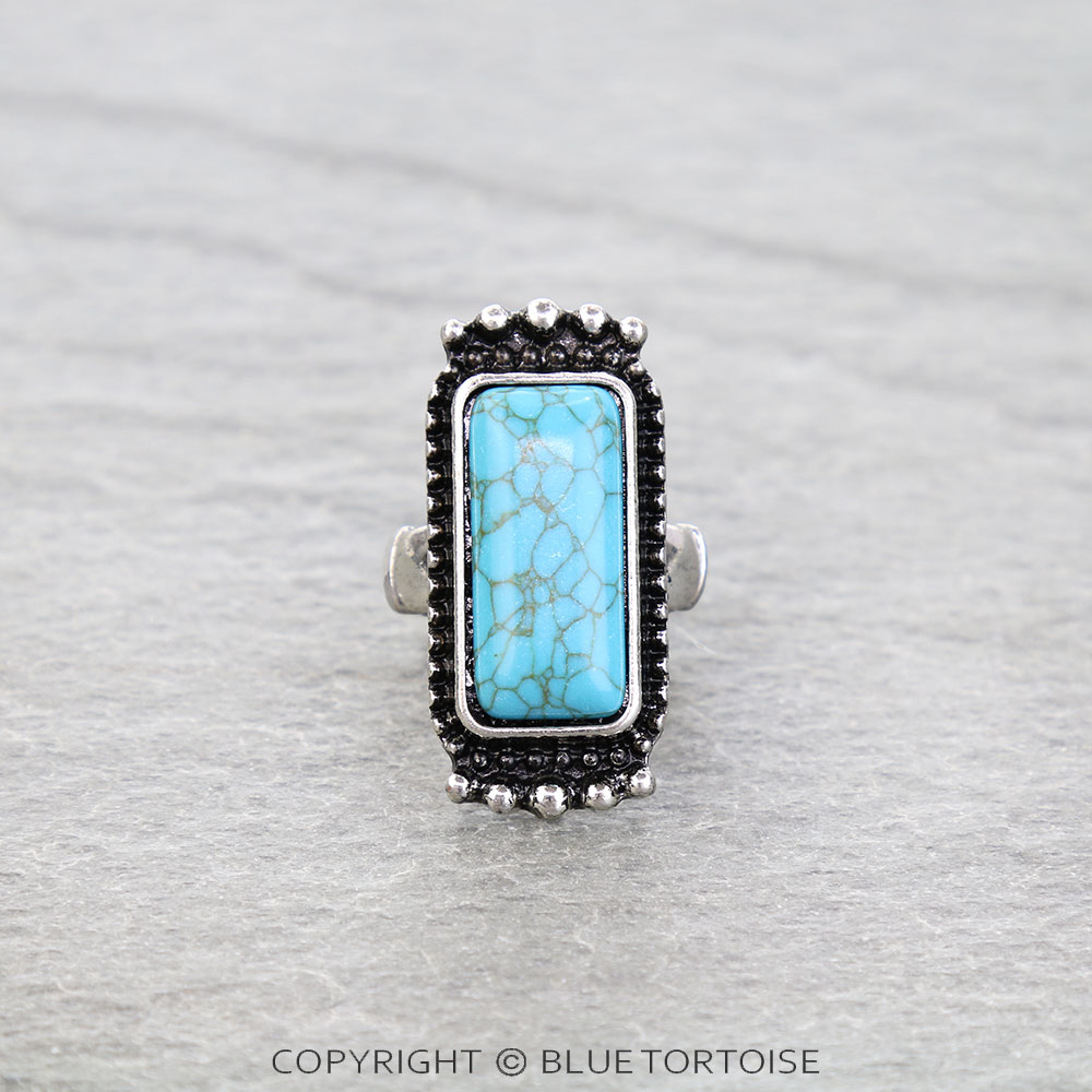 Western Rectangle Stone Stretch Ring