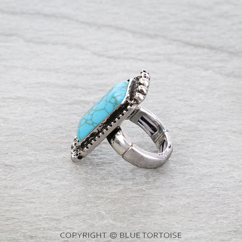 Western Rectangle Stone Stretch Ring - Image 2