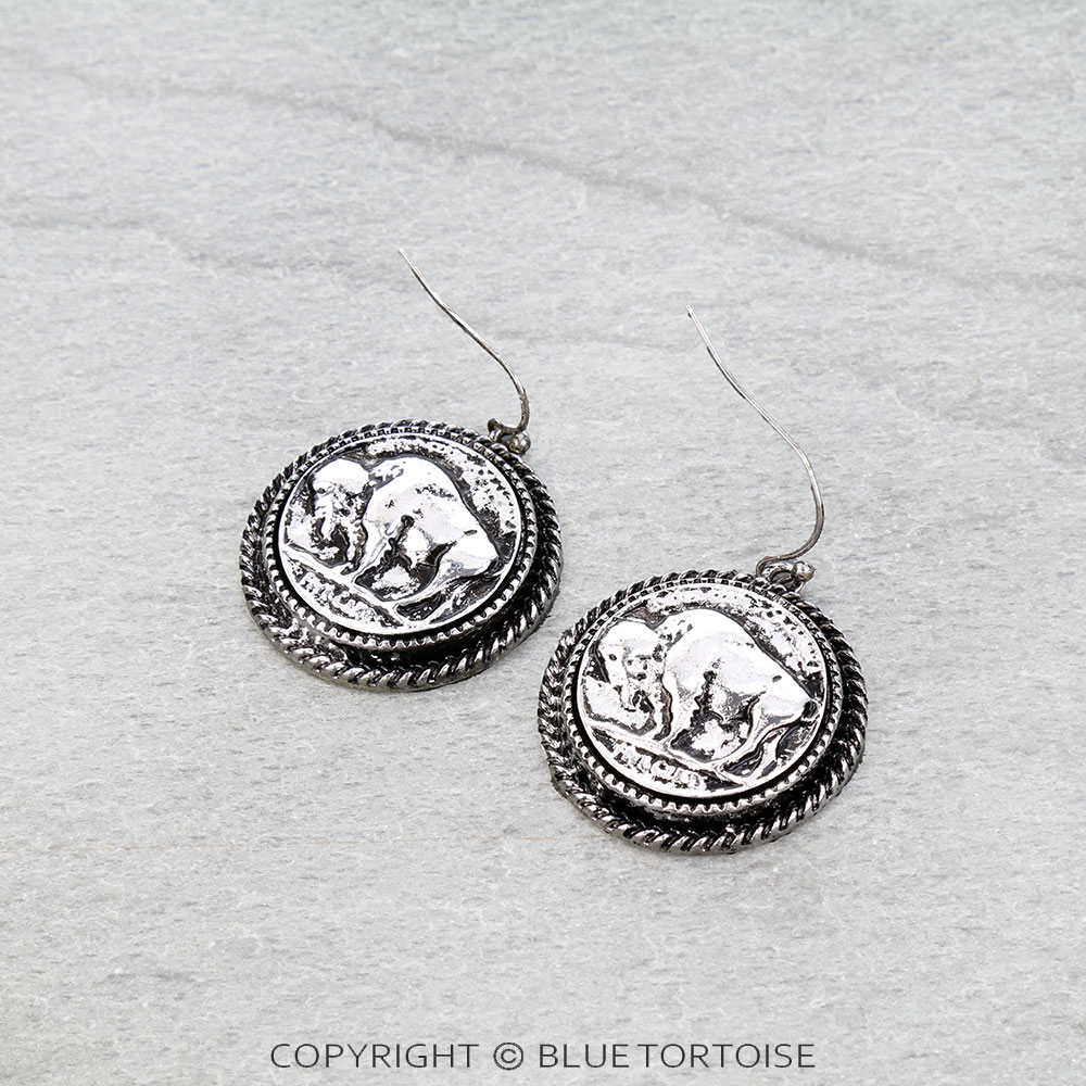 Western Buffalo Dangle Earrings