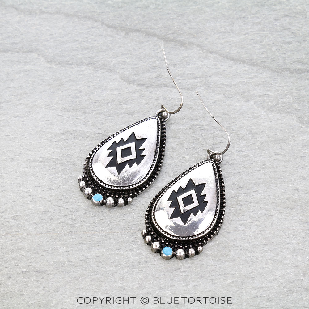 Western Teardrop Aztec Dangle Earrings