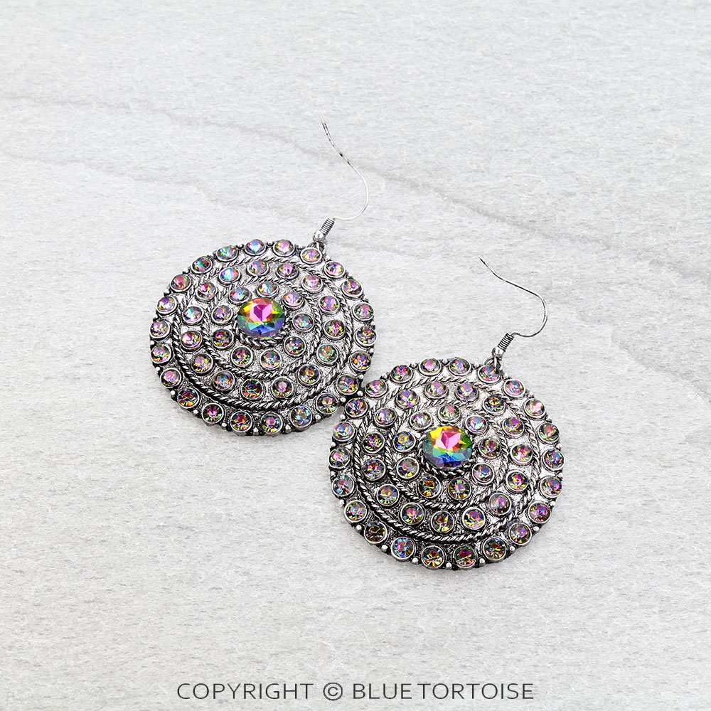 Western Concho Stone Dangle Earrings