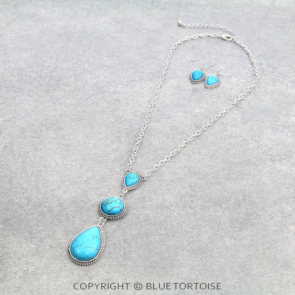 Western Stone Pendant Necklace Set – Bluetortoisewholesale