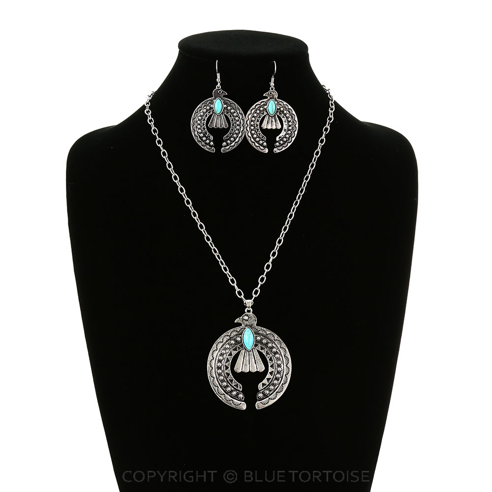 Western Thunderbird Squash Blossom Necklace Set – Bluetortoisewholesale