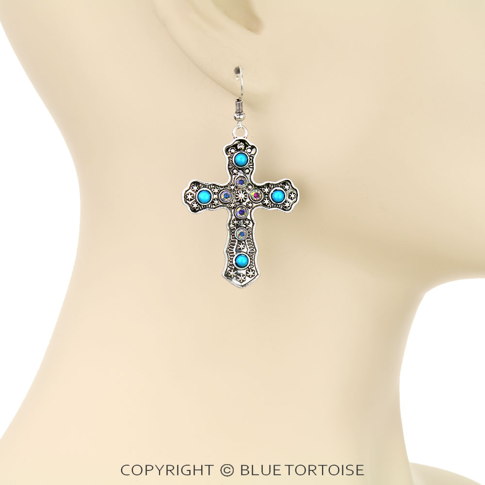 Western Cross Dangle Earrings – Bluetortoisewholesale