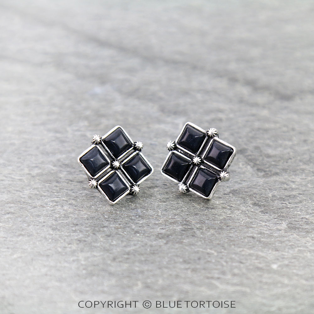 Signature Collection - Natural OR Lab-Grown Diamond Princess-Cut Square  Three-Stone Stud Earrings Pair ON-40336 - D&D Jewelry in Walnut Creek CA